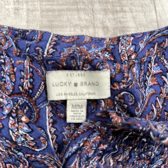 Lucky Brand Women's Blue Long Sleeve Smocked top - Picture 3 of 7